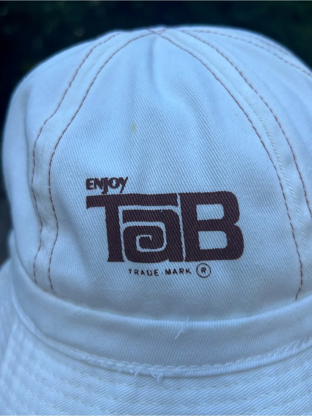 Vintage Enjoy TaB Coca-Cola White Bucket Hat Gold Star Headwear 80s Promo Small